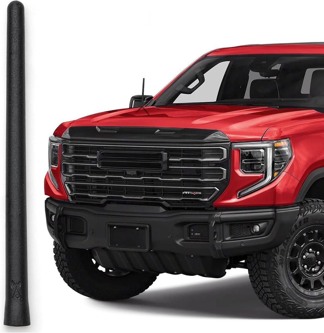 AntennaMastsRus Short Rubber Antenna for GMC Sierra 1500 (2006-2026) - German Engineered with Internal Copper Coil for Enhanced Signal Reception - Car Wash Proof & Easy Install - 6 3/4 Inch