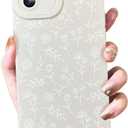 OOK Case for iPhone 12 Case Cute Flower Floral Design for Girls Women Soft TPU Camera Lens Protective Phone Cover for iPhone 12 6.1 Inch White