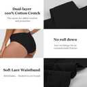 LYYTHAVON Womens Underwear Cotton Panties Lace Soft Hipster Panty Ladies Stretch Full Briefs 5 Pack (Black, XXL)