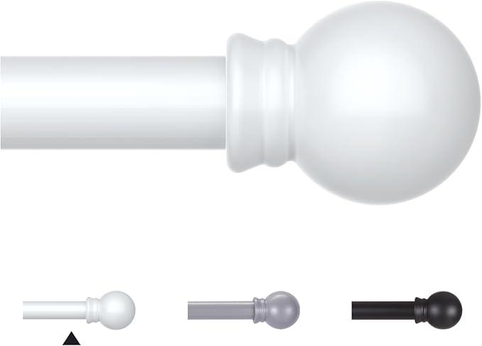 Thestoa Curtain Rods for Windows 30-46 Inch, 5/8" White Curtain Rods, Stainless Steel Small Curtain Rod for Bedroom, Living Room,Kitchen,Farmhouse, Outdoor Curtain rod White