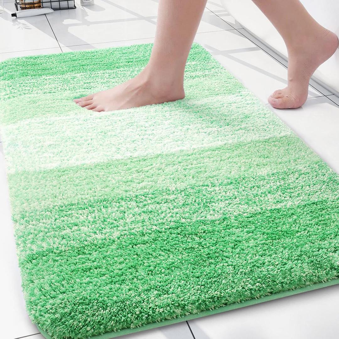 Arotive Microfiber Bathroom Rugs, Shaggy Soft and Absorbent Bath Rug, Non-Slip, Thick Plush Machine Washable Dry Bath Mats for Bathroom, Tub and Shower, 30x20, Green, Rectangular