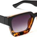 Trendy Square Sunglasses for Men Women Fashion Thick Rectangle Sun Glasses UV Protection Shades Designer Style (A-Leopard/Gradient Brown)