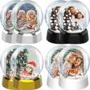 8 Pack Christmas Photo Snow Globe DIY Liquid Photo Frame Craft Floating Water Frame Tabletop Display Snow Globes for Family Friends Christmas Thanksgiving Gifts (8, Black, White, Silver, Gold)