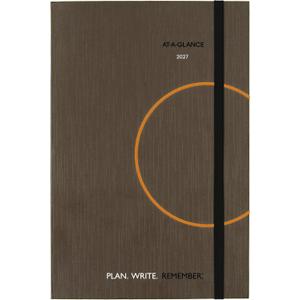 AT-A-GLANCE 2027 Planning Notebook, Daily, 5" x 8.25", Plan. Write. Remember., Casebound, Gray (7062013027)