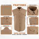 Milwaukee Leather DM4005 Men's Beige Lightweight Sleeveless Denim Shirt - X-Large
