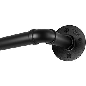 Blackout Industrial Curtain Rods for Windows, 1 Inch Pipe Wrap Around Indoor/Outdoor Room Divider Curtain Rods, 28-48 Inch, Black