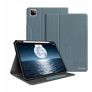 iPad Pro 12.9 2021 Case, iPad Pro 12.9 inch 5th/ 4th/ 3rd Generation Case with Pencil Holder Shockproof Folio Smart Cover, Auto Sleep/ Wake, Vegan Leather, Blue