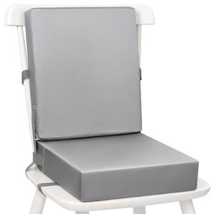 Toddler Booster Seat for Dining Table - PU Waterproof Booster Seat for Dining Table with Backrest & Adjustable Safety Belts Non-Slip Bottom Booster Chair Cushion for Kids Child Baby (Grey)