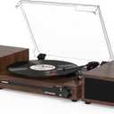 Vinyl Record Player with External Speakers BT 5.3 Wireless Turntable Portable with 3 Speed USB Vintage Wooden Coffee