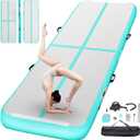 FBSPORT Inflatable Air Gymnastics Mat Training Mats 4/8 inches Thickness Gymnastics Tracks for Home Use/Training/Cheerleading/Yoga/Water with Pump (10ft*3.3ft*4in(3*1*0.1m), light green)