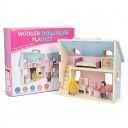 WoodTrove Dollhouse, Wooden Dollhouse for Kids, Foldable Wooden Doll House Dolls and Wooden Furniture, Gift for Boys Girls Kids Ages 3+