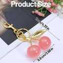 2 x 1 Pcs Pink Cherry Bag Charm,Pink Cherry Keychain,Resin & Alloy Cherries Purse Charms for Women,Cute Cherrys Charm for Purse, Gifts Accessory for Birthday Christmas