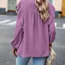 PRETTYGARDEN Women's Long Sleeve Shirts Ruffle Swiss Dot Crochet Loose Fit Tunic Dressy Casual Tops Blouses Spring Fashion (Purple, XS)