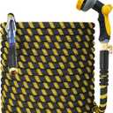 Non-Expanding Garden Hose 99ft with 10-Way Nozzle  Leak-Proof 3/4 Metal Fittings + Shut-Off Valve, Ultra Lightweight Kink-Free Durable For Yard, Lawn, Outdoor & Camper