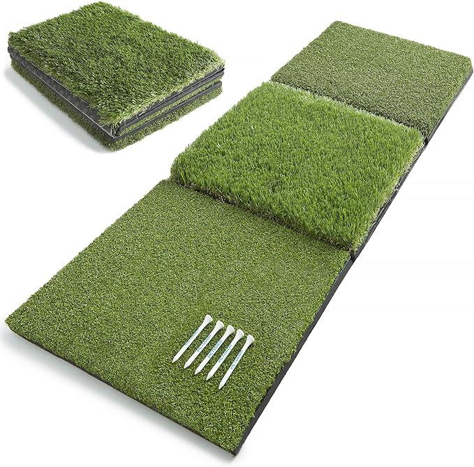 Golf Mat Folding 3 in 1 Turf Victorem - 17x39 Inch With Golf Towel Included