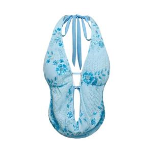 Verdusa Women's Cheetah Print Sequin Top Y2K Tie Back Corset Halter Going Out Crop Tops Blue Medium