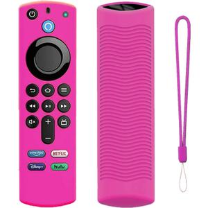 FireTVstick Remote Cover for Firetvstick 4K Max (3rd Gen) 2021,Silicone Protective Case Compatible with Firetv4k TV Stick Alexa Voice Remote Control with Lanyards (Rose Red)