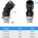 TAILONZ PNEUMATIC Male Elbow 1/4 Inch Tube OD x 1/4 Inch NPT Thread 135 Push to Connect Fittings PL-1/4-N2 (Pack of 10)