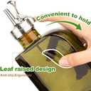 Olive Green 12oz Glass Olive Oil Bottle Dispenser - 350ml Oil and Vinegar with Pourers and Funnel - Oil Dispenser Bottle for Kitchen