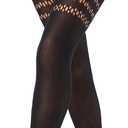 Faux Thigh High Tights for Women - Fishnet Gothic Pantyhose, High Waist Over-The-Knee Goth Leggings (Black)