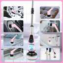 Electric Spin Scrubber, Cordless Cleaning Brush, Shower Scrubber with 8 Replaceable Brush Head, Power Cleaning Brush with Extension Handle, 2 Adjustable Speed, for Bathtub Tile Floor (Pink)