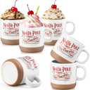 Yaomiao 6 Pcs Christmas North Pole Hot Chocolate Mug Hot Cocoa Coffee Mugs Christmas Santa Xmas Ceramic Cups with Handle Gift Mug for Women Men Employee Coworker