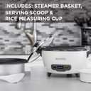 BLACK+DECKER Rice Cooker 6-Cup (Cooked) with Steaming Basket, Removable Non-Stick Bowl, White