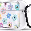 MOSNOVO for AirPods Pro 3 Case, Protective Clear Case with Shockproof Dual Layer Hard Luxe Metal Ring Designed for AirPods Pro 3 Generation - Groovy Flower