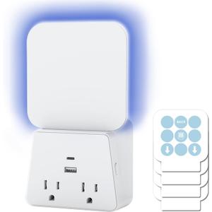 Flying Insect Trap, 2 in 1 Bug Trap for Gnats, Moths, House & Fruit Flies, Fly Trap Indoor with Multi Plug Outlet Extender with USB and 5 Fly Trap Glue Cards