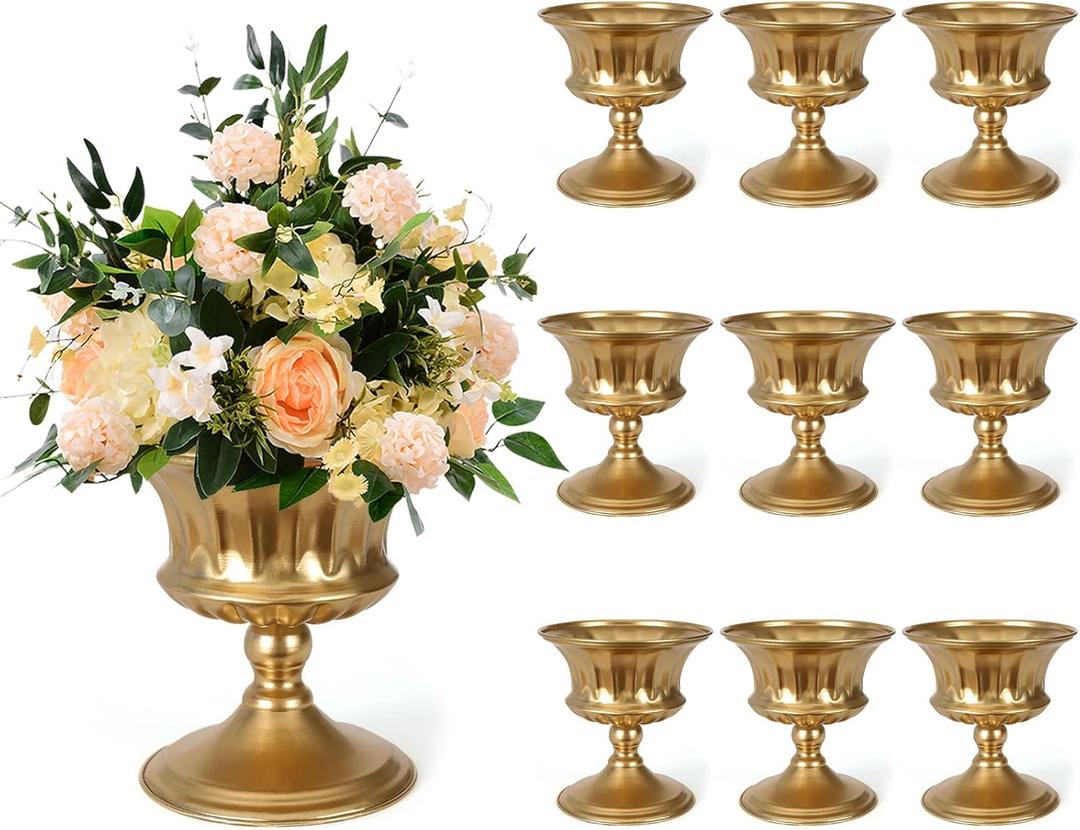 Gold Vases for Wedding Centerpieces, Set of 10 Metal Vase Small Table Centerpiece Flower Stands Wedding Arrangement for Wedding Reception Home Floral Decor Anniversary
