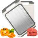 Double Sided Cutting Board - 2-Sided Chopping Boards for Kitchen - Versatile Wheat Straw PP, Stainless Steel Cutting Board for Meat, Fruit, Vegetables - Easy Cleaning Food-Safe BPA-Free - 9.8"x14.5"