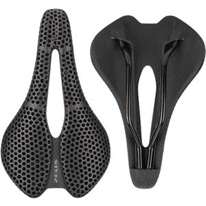 3D Printed Carbon Fiber Bike Saddle,Breathable/Waterproof/Light Unisex Cushion Seat for BMX, MTB & Road-Black(Full Carbon Fiber&Nylon)