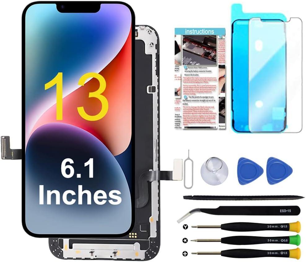 for iPhone 13 Screen Replacement 6.1 inch, 3D Touch LCD Display Digitizer Assembly with Repair Tools,Compatible with Model A2482,A2631,A2633,A2634,A2635