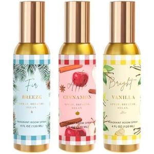 Room Spray, Bright Vanilla, Cinnamon Apple, Fir Breeze, 3 Pack, Each 4 fl oz, Concentrated Room Spray, Air Freshener for Home, Long-Lasting Odor Eliminator for Bathroom and Office