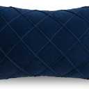 PLWORLD Blue Lumbar Pillow Cover 12x20 Inch, Pleated Decorative Small Throw Pillow Case, Soft Velvet Textured Cushion Case for Couch Bedroom, 1PC Cover Only No Insert
