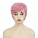 Short Pink Wig for Women Layered side Part with Bangs Wigs Synthetic Hair Pixie Cuts Wigs for Cosplay Halloween Party Use