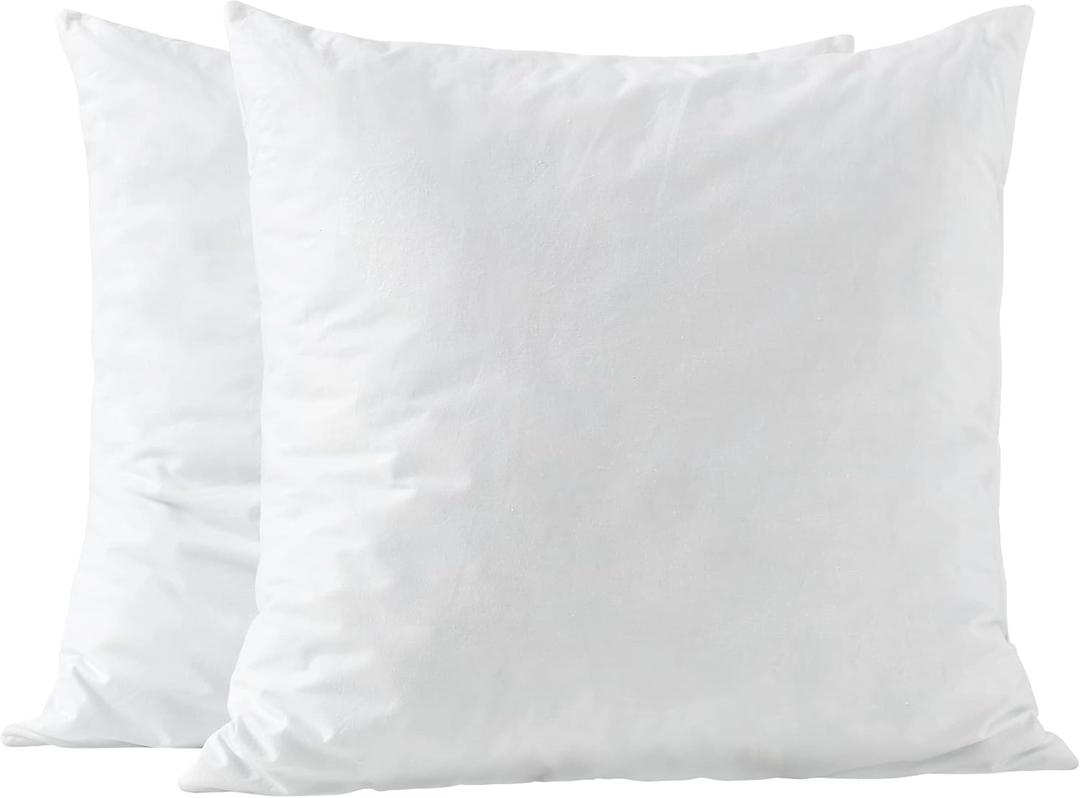 basic home 24x24 Euro Pillow Inserts-Shredded Memory Foam Fill-High Density Throw Pillow Inserts with Long Support-Home Couch Hotel Collection-Cotton Fabric-2 Pack, 2 Count