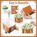 2 x 4 Sets Cielito Lindo Party Decoration, 4 Mexican Flower Boxes with 52 Artificial Flowers, Mexican Baby Shower Centerpieces, Mexica Table Decor for Papel Picado Talavera Party(Baby,Brown)