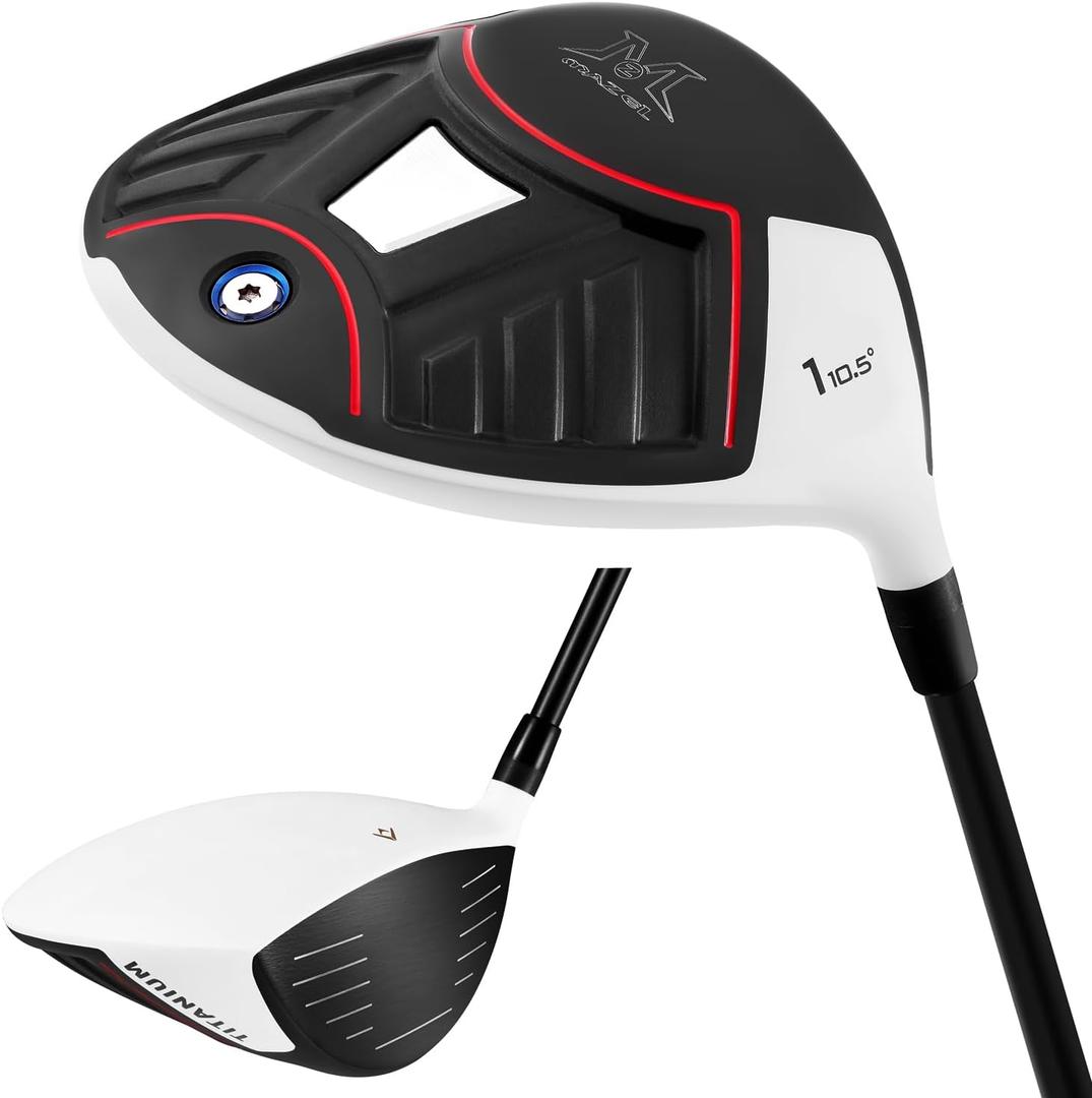 MAZEL Titanium Golf Drivers for Men,Right Handed,460CC (White Black, Graphite,10.5) (Graphite, Stiff, 10.5, Degrees, Right)