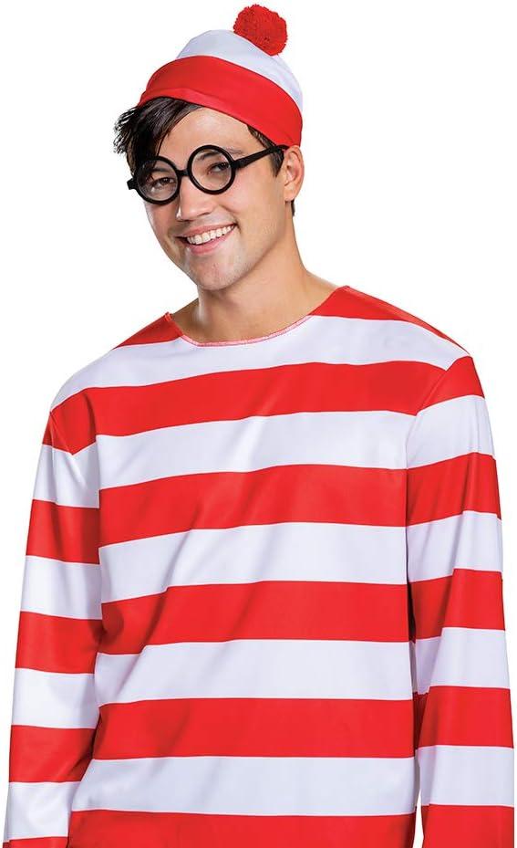 Disguise Wheres Halloween Kit, Official Waldo Costume Set with Beanie and Glasses, Multicolored, One Size