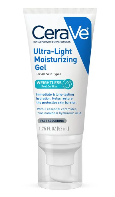 CeraVe UltraLight Moisturizing Gel, Hydrating Gel Face Moisturizer For Men & For Women with Ceramides, Niacinamide, Hyaluronic Acid, Fragrance Free, OilFree, Mattifying Moisturizer, 1.75 FL Oz