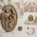 Framed Christmas Wall Art Nativity Three Wise Men for Holy Family 3D Oval, Vintage Christmas Wall Decor Gold Nativity Set Religious Decorations For Living Room Bedroom Hallway