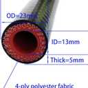 13MM (1/2") X 3.28FT Black High Temp Reinforced Silicone Heater Tubing Hose Radiator Coolant Straight Line(Work Pressure 145PSI/4-ply Reinforced/5MM Thick)+2 Clamp