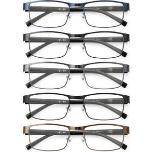 JOLISU 5PCS Reading Glasses Men - Blue Light Blocking Computer Metal Thin Frame Readers For Mens/Women1.25