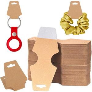 200 Pieces Keychain Display Cards with Adhesive Necklace Bracelet Jewelry Hanging Blank Kraft Paper Packaging Tags, Free Size