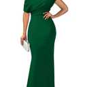 YMDUCH Women's Elegant Sleeveless Off Shoulder Bodycon Long Formal Party Evening Dress Green, XL