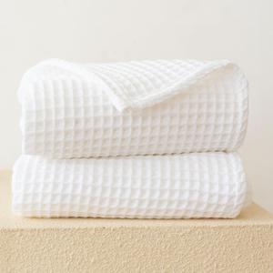 Premium Waffle Bath Towels Pack of 2 Extra Large 35x71 inch - 100% Turkish Cotton, Waffle Weave, Quick Dry, Lint Free, Oversized, Thin Bath Sheet Towel (White, Set of 2 Bath Towels)