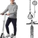 Scooters for Kids 8-12, Teens & Adults - Load 240 LBS, 8-Inch Wheels, Kick Scooter with Shock Absorption System, Hand Brake & Bell, 4 Adjustable Height Levels, Perfect for School, Commuting or Park (White)