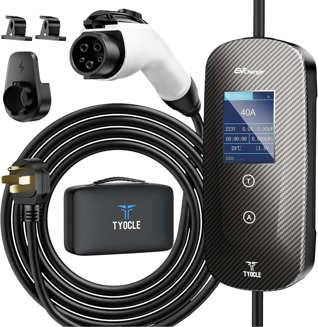 2025 New Portable Level 2 EV Charger (40Amp, 240V, NEMA 14-50P) with 23 Ft Cable. The Mobile Electric Vehicle Equipment Works Home Car Charging, Offering Charging for EV Model