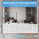 177" Reinforced Retractable Baby Gate, 42"H for Doorways, White